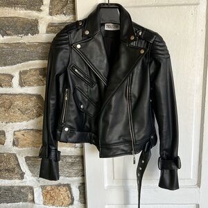 Women’s Black Vegan Leather XS/S Moto Biker Jacket